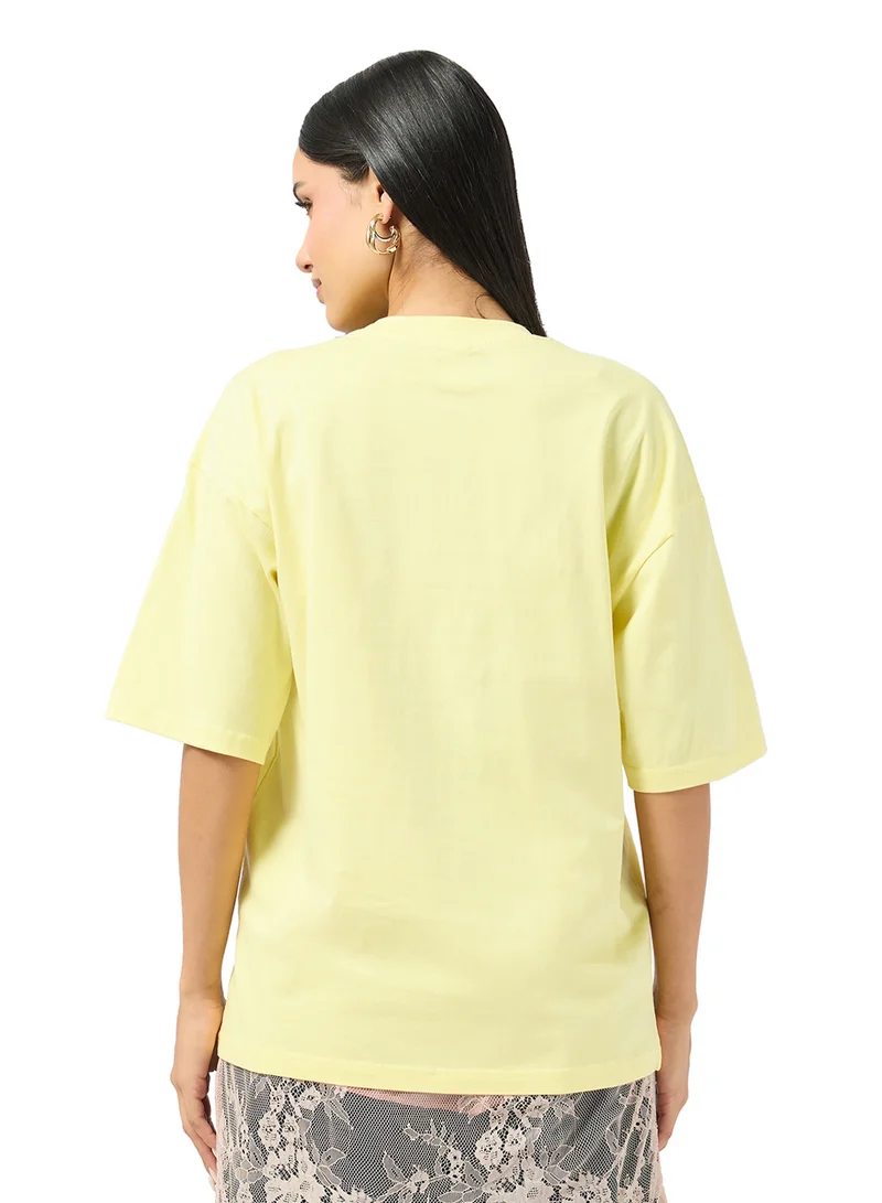 جينجر Cotton Oversize Travel Graphic T-shirt